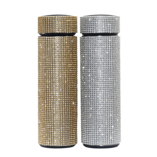 500ml Creative Smart Diamond Thermos Bottle Stainless Steel Water Bottle for Girls Portable Vacuum Flasks Coffee Thermos Cup